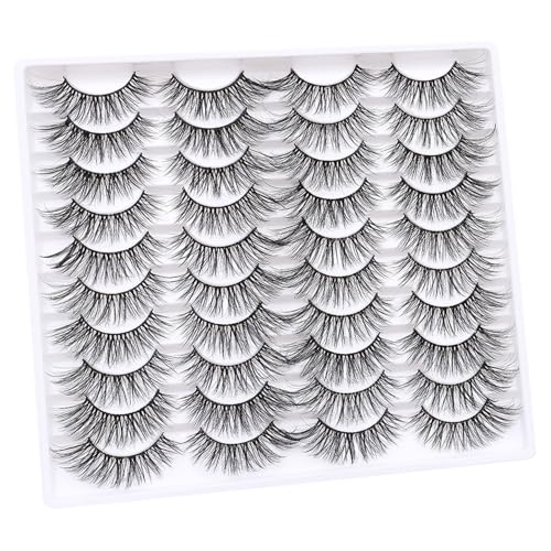 Azenlo 20 Pairs Wispy Faux Mink False Eyelashes Style 20-065, 14mm Fluffy Cat Eye Lashes