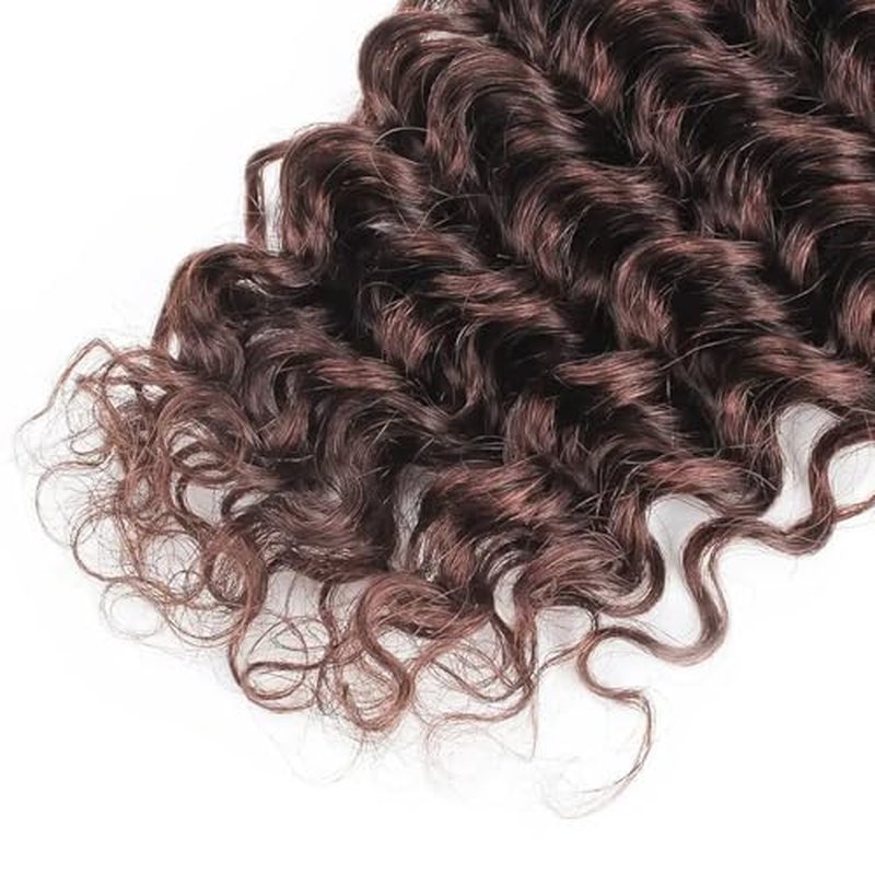 #4 Dark Brown Curly Human Hair Bundles 12-34 inch