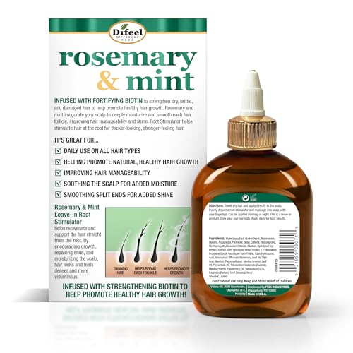 Difeel Rosemary and Mint Infused with Biotin - Root Stimulator 7.1 oz. - Hair Growth Scalp Treatment, Helps Strengthen & Prevent Shedding
