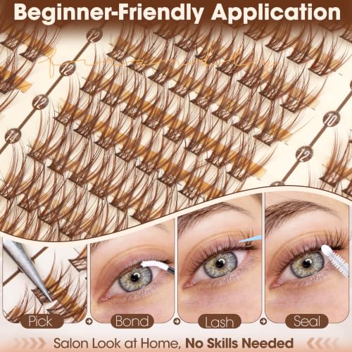Brown Lash Clusters Kit - 216Pcs DIY Eyelash Extensions