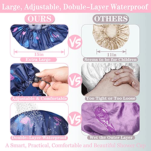 3 Pack Shower Caps Adjustable Waterproof XL