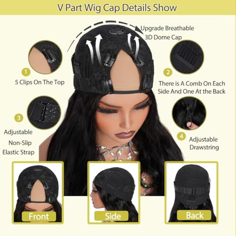 V Part Body Wave Human Hair Wig 22" - 200 Density Glueless