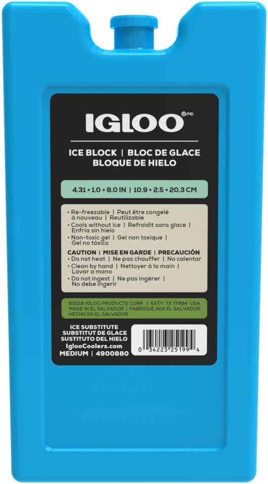 Igloo Ice Blocks, Reusable Ice Packs for Coolers, Long Lasting Cold Freezer Packs, Cold Packs for Coolers, Lunch Bags, Lunch Boxes, Camping, Fishing, Road Trips