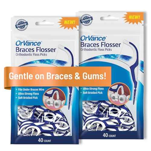 OrVance Braces Flosser - Designed for Braces for an Easy & Effective Clean, Ultra Strong Floss - 40 Count (Pack of 2)