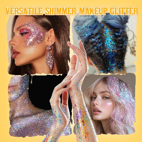 Chameleon Glitter Gel Body Paint - 12 Color Set with Brush
