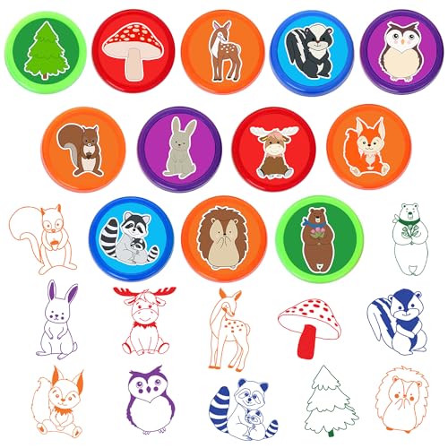 36Pc Woodland Party Favors Set - Temporary Tattoos & Stamps