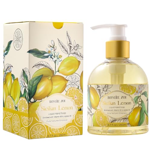 ROMIIE ZOI Liquid Hand Soap with Gift Box - Lemon Scent, 8.7oz / 260ml