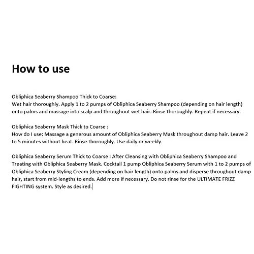Obliphica Medium to Coarse Seaberry Mask, 1.05 Pound - Nourishing and Restorative Hair Treatment for Medium to Coarse Hair Types, Ensuring Lustrous Shine, Manageability, and Revitalization