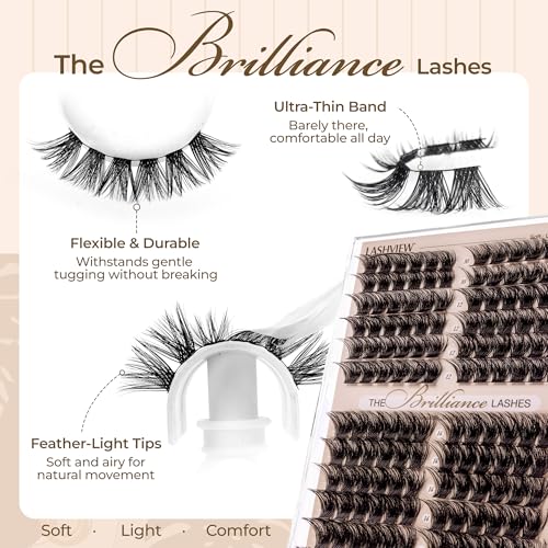 LASHVIEW Lash Extension Kit, False Eyelashes Natural Look Super Thin Band & Soft Lashes with Lash Bond and Seal and Lash Applicator for DIY at Home (56D)