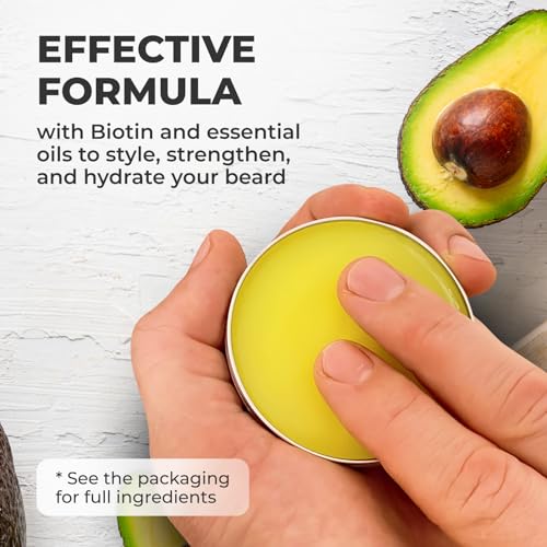GUARD&MARINE Beard Growth Balm - 2 oz. Effective Natural Formula With Biotin for Beard & Mustache Care, Hydration and Styling, Leave-in Beard Conditioner & Unscented Moisturizer for Men