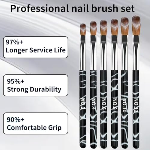 28-Piece Nail Art Brush Set with Black Marble Handles