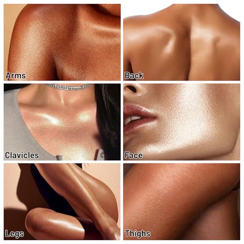 UCANBE Body Shimmer Oil 100ml, Moisturizing Body Glow Glitter Oil, Waterproof Shimmering Luminizer Liquid Illuminator Highlighter, Tinted Shimmer Lotion Glowing Bronzer Makeup(Rose Gold)
