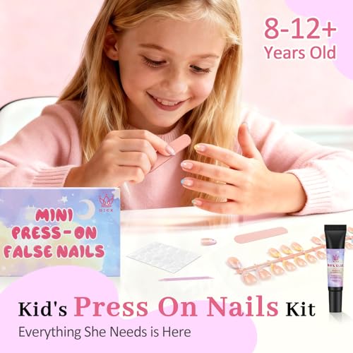 Press On Nails for Kids Girls Ages 8-12, 128 Pieces