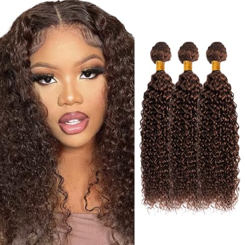 Dark Brown Curly Wave Human Hair Bundles - 20, 22, 24 Inch #4