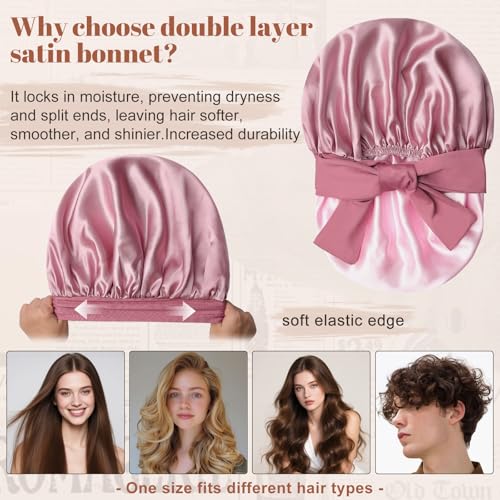 Satin Sleep Bonnet for Curly Hair - Double Layer Night Cap