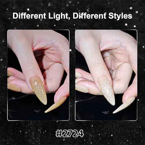 GAOY Reflective Glitter Gel Nail Polish Set for 6 Colors Including Pink Red Silver Black Colors Holographic Gel Polish Kit for Salon Manicure and Nail Art DIY at Home