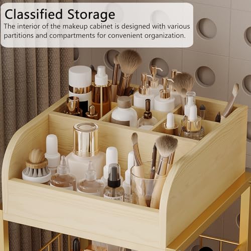 Makeup Organizer Cart with Drawers, Floor Skincare Organizers Make Up Organizers-Vanity Organizer Cosmetic Display Cases Holder for Skin Care Perfume Nail Polish Brush Hair Tool£¨Gold£©