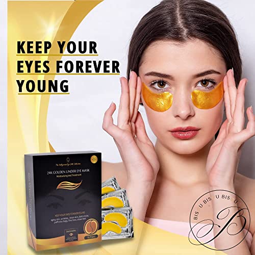 24K Gold Under Eye Patches, Eye Mask, Eye Patches for Puffy Eyes and Dark Circles, Eye Masks Skincare, Under eye patches for puffy eyes dark circles, Under eye treatment, Eye Care (32 Pairs)