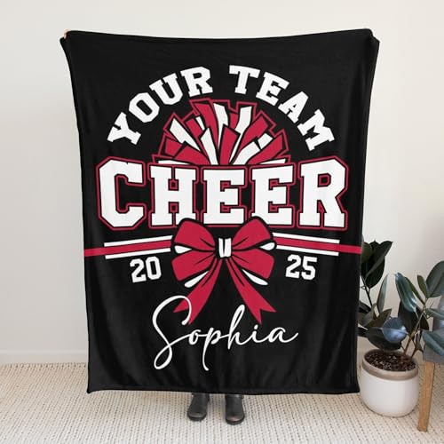 Personalized Cheerleader Blanket with Name - Soft Flannel Throw