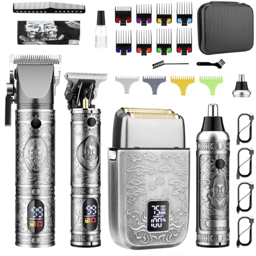 GSKY Professional Hair Clippers & Beard Trimmer Kit Silver 740