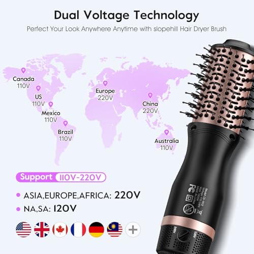 Mini Travel Dual Voltage Hair Dryer Brush 1000W