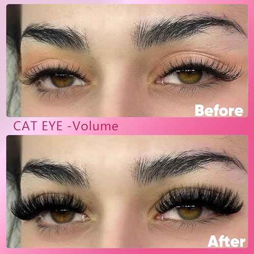 Lashes Clusters Kit Gift Packs D Curl Cat-Eye Wispy Individual Faux Mink Fake Eyelashes, Volume Studio Effect, 498Pcs DIY False Eyelash Extensions with Bottom Lashes|Glue|Removers|Tweezers
