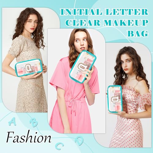 Personalized Clear Makeup Bag with Chenille Initial | Travel Cosmetic Pouch