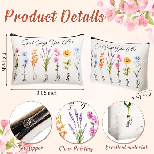 12 Pcs Christian Gifts for Women Christian Makeup Bags Bulk Christmas Group Gifts for Women Religious Bulk God Says You Are Cosmetic Bags with Inspirational Bible Verse(Elegant Style)