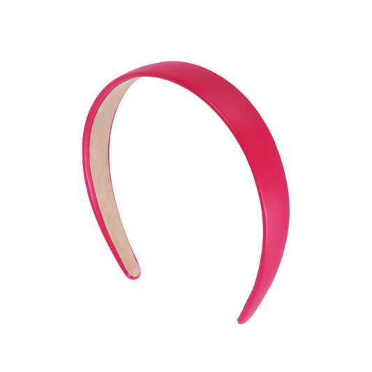 Motique Accessories 1 Inch Vegan Leather Headband for Women and Girls (Hot Pink)