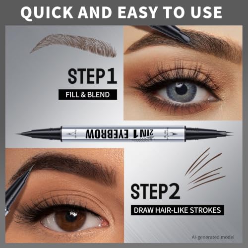 2-in-1 Microblading Eyebrow Pen - Waterproof, Long-Lasting