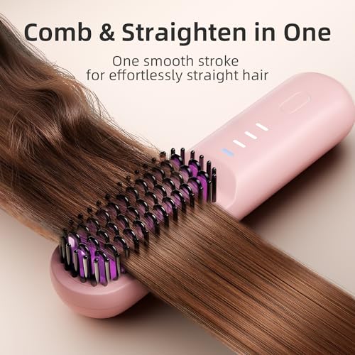 Cordless Hair Straightener Brush with Ionic Technology