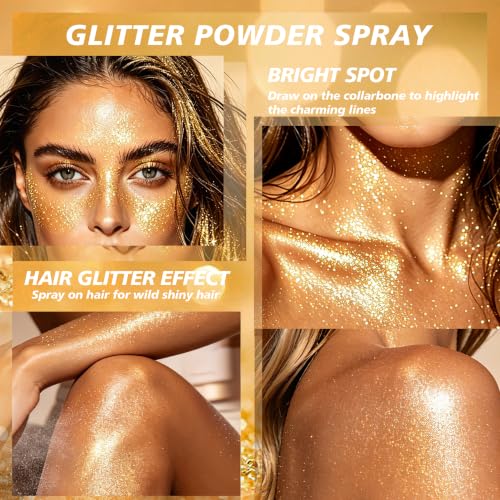 Hair and Body Glitter Spray - 100ml Gold, Quick-Drying