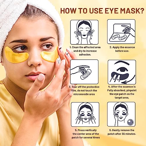 POSTA 24K Gold Eye Mask, 20 Pairs Eye Treatment Mask With Collagen, Under Eye Mask Treatment for Puffy Eyes, Dark Circles Corrector, Used for Eye Bags, Anti Aging Patches Luxury Gift for Women and Men