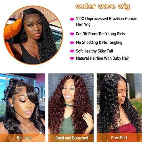 Edwad 13x4 Lace Front Wigs Human Hair Pre Plucked 22 Inch 180 Density, Brazilian Wet and Wavy Human Hair Wigs for Black Women-Glueless Curly Lace Frontal Wig Natural Color