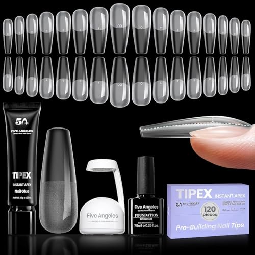 Tipex Instant Apex Nail Tips Kit – 120pc Coffin Full Cover Press-On Nails