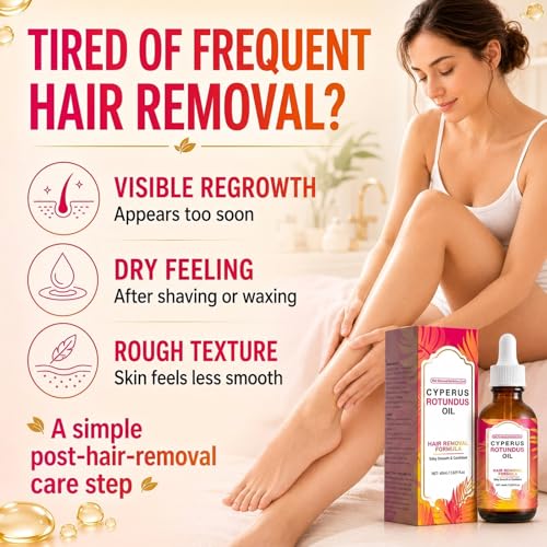 Cyperus Rotundus Hair Removal Oil for Reducing Regrowth & Smoothing Skin - 2 Fl Oz