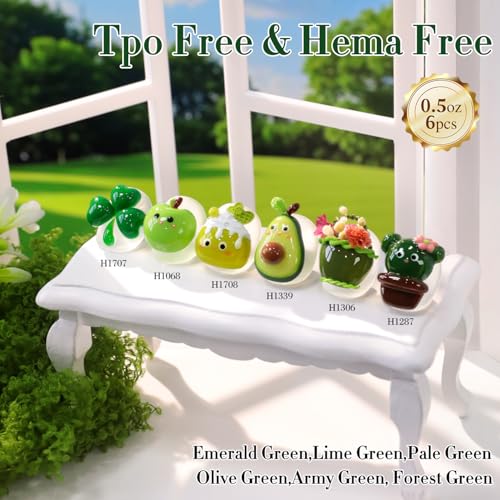 Double Rhythm Lime Forest Green Gel Nail Polish Set 6 Pcs Hema Free 15ml