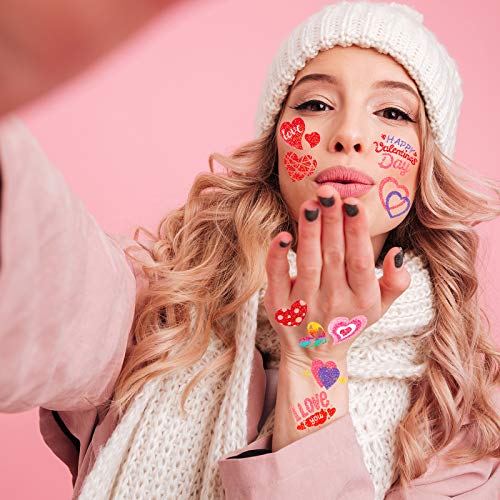 Whaline 160Pcs Glitter Heart Temporary Tattoos Valentine Party Favor