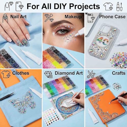 32000Pcs Multicolor Resin Rhinestones Bedazzling Kit for Nail Art Crafts Jewelry