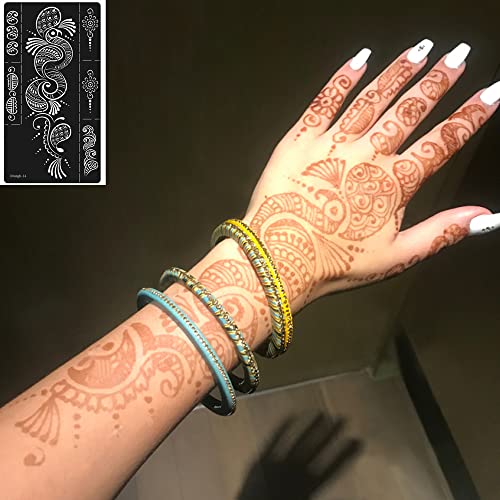 Henna Tattoo Stencil Kit - 9 Reusable Templates for Hand & Body