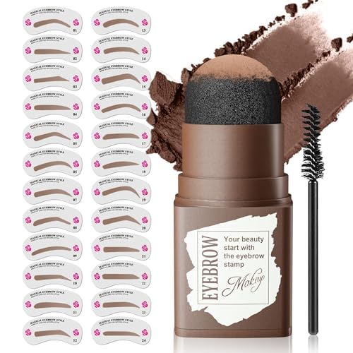 Eyebrow Stamp Kit with 24 Stencils & Brush - Waterproof
