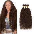 #4 Dark Brown Kinky Curly Human Hair Bundles 30-34 Inch