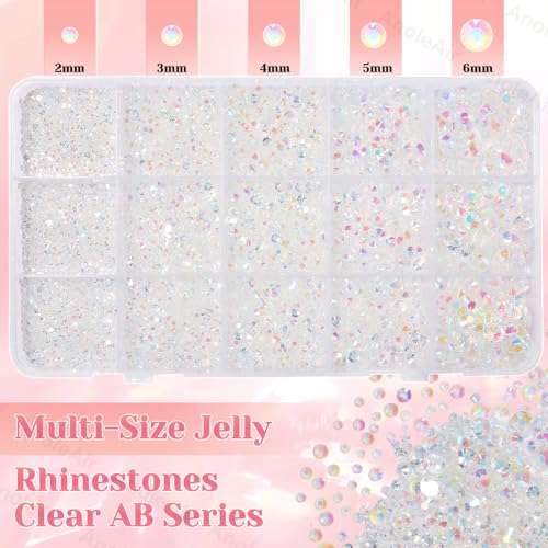 12,000 Pcs Clear AB Flatback Rhinestones Kit - 2-6mm Resin Gems for DIY Crafts