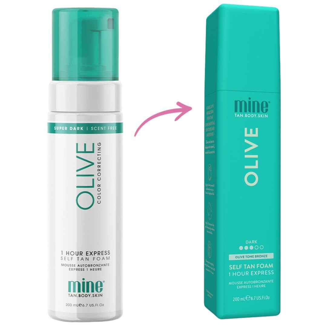 Minetan Olive Self Tan Foam | Color Base Collection - Dark Olive Bronze Finish, 1 Hour Express, Face & Body Fake Tanner, Complements All Skintones, Vegan & Paraben Free, 6.7 Fl Oz