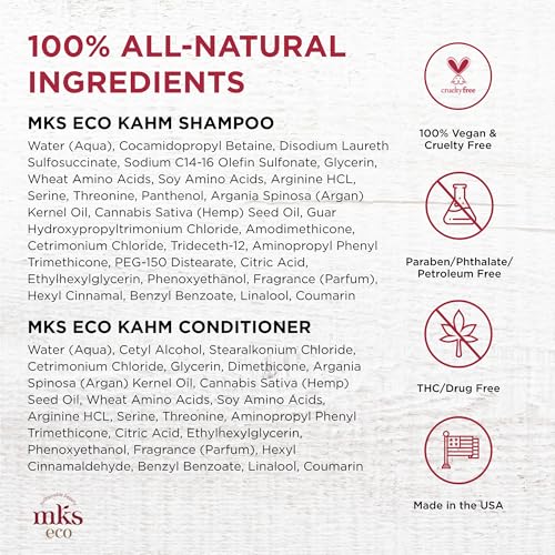 MKS eco Kahm Smoothing Shampoo, Original Scent (10 fl oz) + MKS eco Kahm Smoothing Conditioner, Original Scent (10 fl oz) - Moroccan Argan Oil, Hemp Seed Oil - Vegan, Cruelty Free