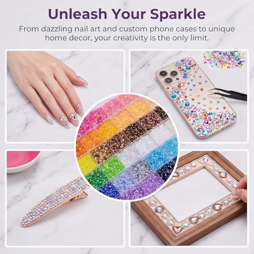 JAFLLMRI 36,000 Pcs Resin Rhinestones Bedazzling Kit for DIY Crafts Nail Art Jewelry Clothing