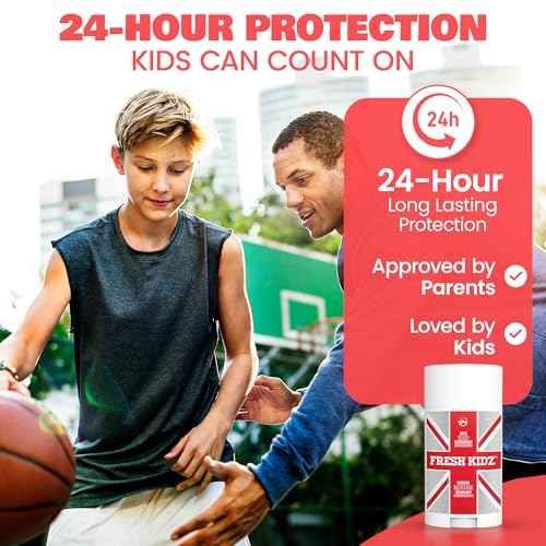 Fresh Kidz Deodorant Stick for Kids and Teens - Baking Soda and Aluminum-free 24 Hour Protection for Sensitive Skin - Boys "Red", 2.65 oz / 75 g