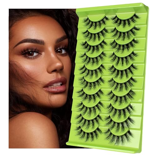 3D Faux Mink False Eyelashes 10 Pairs - Wispy Cat Eye Lashes