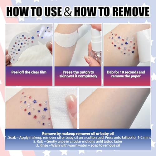 Mysense 6-Pack Patriotic Glitter Face Tattoos for 4th of July & 250th Anniversary