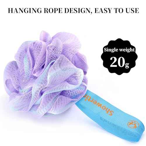 Mini Shower Loofah 20 Pack for Travel Portable Bath Sponge Puff Quick Lather Durable Mesh Gentle Exfoliation for All Ages Small Size Ideal for Home, Gym, or on The Go